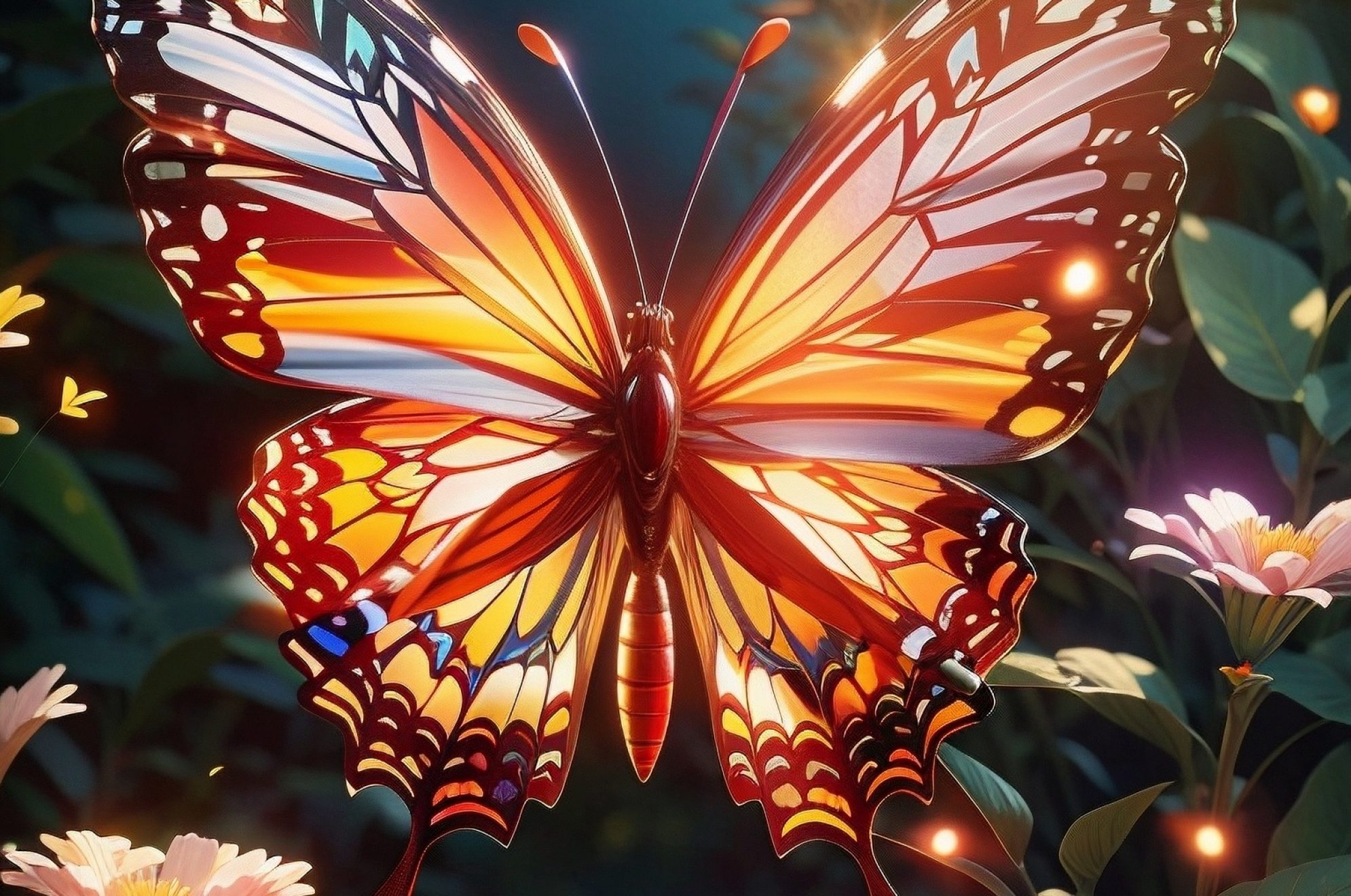Default_BUTTERFLY_FLYING_IN_A_GARDEN_with_flaming_wings_hyper_2_586bffb3-47fe-4d0e-a96e-0733f93bc4a3_1 Schmetterling