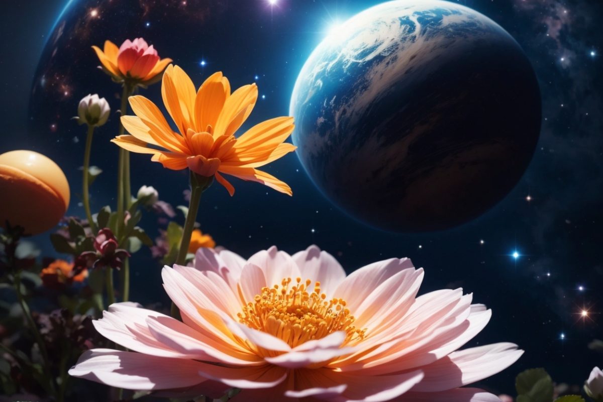 DreamShaper_v7_a_flower_growing_in_outer_space_with_planets_ga_0